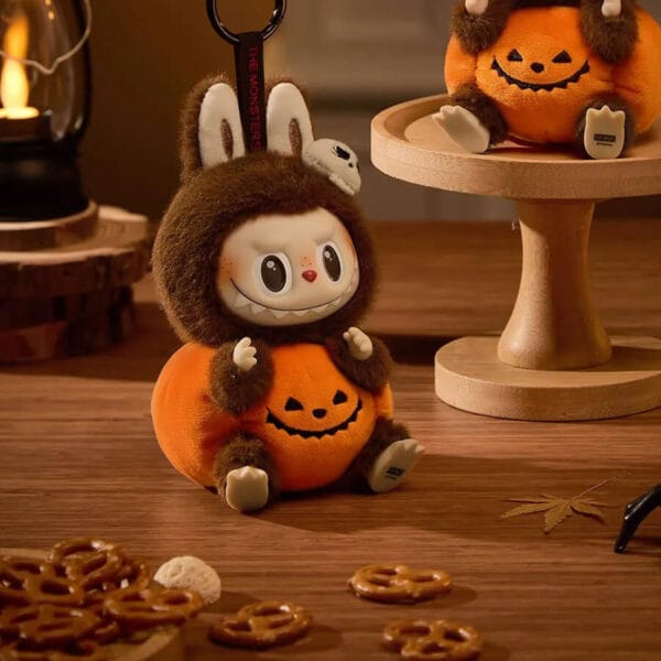 POPMART Happy Halloween Party Labubu Sitting Pumpkin Vinyl Plush Pendant - Image 3