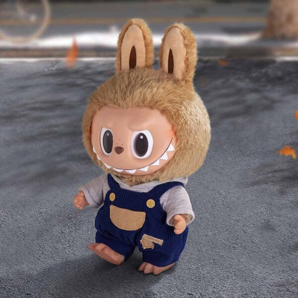 The Labubu Time to Chill plush toy styled in a relaxed sitting pose, showcasing its poseable joints