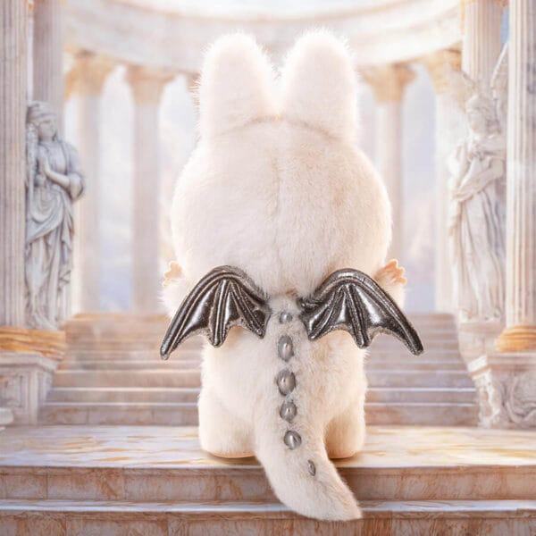 POPMART The Monsters Angel in Clouds, Closeup of Zimomo angel's glittering metallic wings and fluffy body
