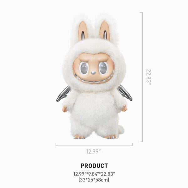 Ultra-soft white plush texture of vinyl angel doll