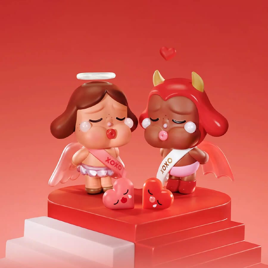 POPMART Crybaby Crying For Love Blind Box Figures - Kiss Kiss - Devil Vers. / Angel Vers.